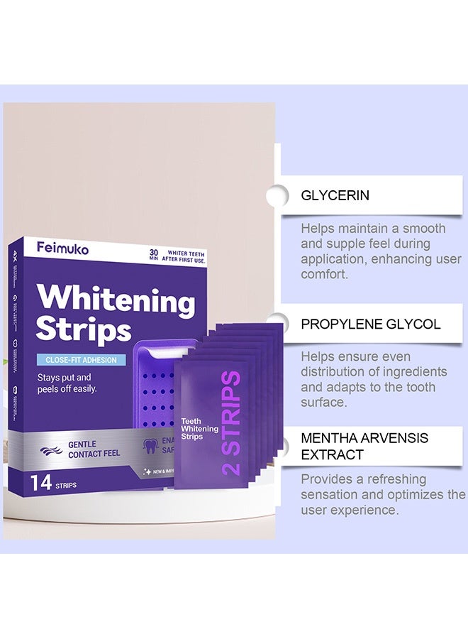 Feimuko Purple lustrous oral care strips - Portable for daily use at home, suitable for oral care, easy to use and effective for brightening teeth (14 STRIPS) - Image 5